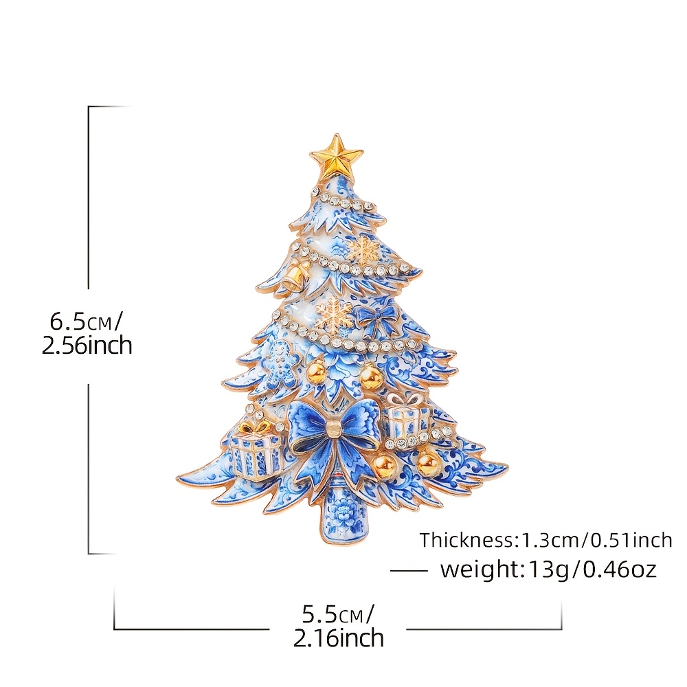Enamel Rhinestone Christmas Tree Brooch, Vintage Gift